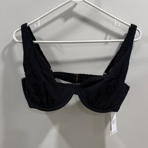 Abercrombie & Fitch Black Textured Underwire Bikini Top